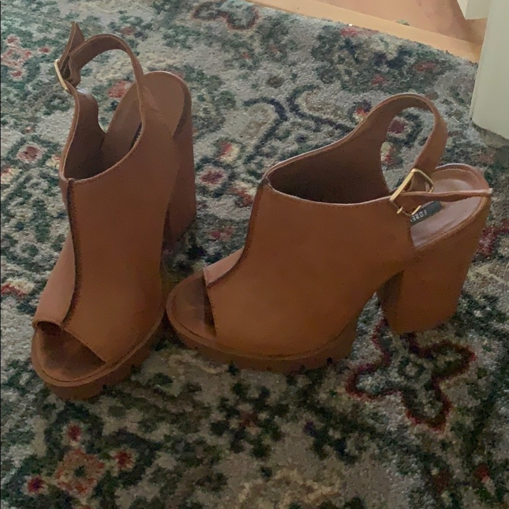 Forever 21 Brown Leather Heels